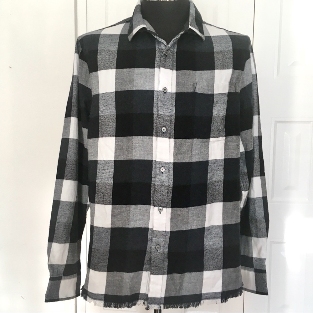 FRAME men’s black & white flannel shirt XL